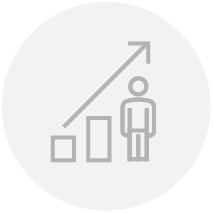 Graphic of rising flow chart with a person at the end representing Patient Satisfaction.